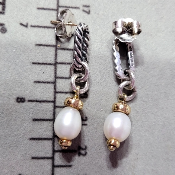 David Yurman Two-Tone Pear Drop Bijoux Earrings - Picture 3 of 7
